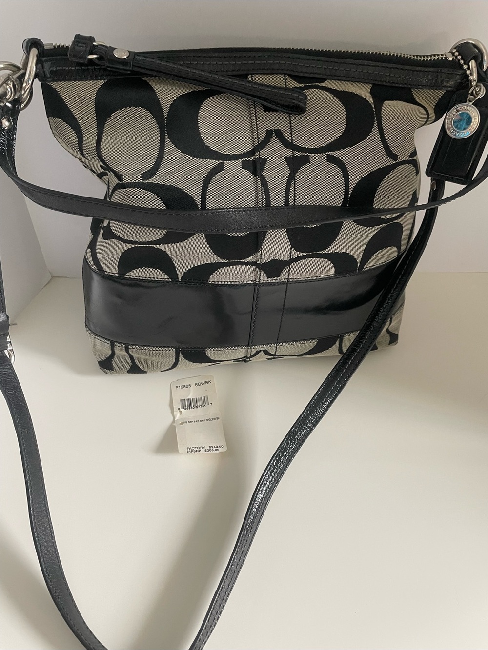 Coach Signature Stripe Demi Canvas Crossbody Bag, style 12825, like new